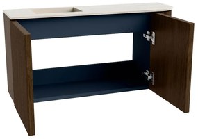 Mondiaz Joya DLux 80cm toiletmeubel ronding rechts walnut met wastafel faye links zonder kraangat meli
