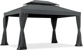 Antraciet tuinpaviljoen met gordijnen Valencia 3x4m Garden Point