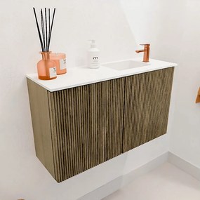 Mondiaz Joya 70cm toiletmeubel dusk met wastafel faye rechts 1 kraangat talc