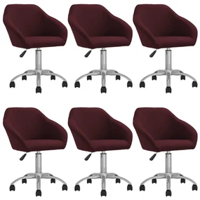 vidaXL Eetkamerstoelen draaibaar 6 st stof paars