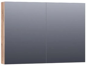 Saniclass Plain Spiegelkast - 100x70x15cm - 2 links/rechtsdraaiende spiegeldeuren - MFC - Almond SK-PL100AL