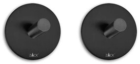 Zack Peco handdoekhaak 4.5x4.5cm rond zelfklevend Mat Zwart set van 2 40354