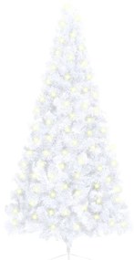 vidaXL Kunstkerstboom met LED's en standaard half 210 cm PVC wit
