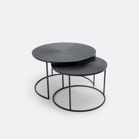 Set van 2 lage mimi tafels in staalmetaal, Jalia