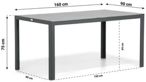 Tuinset 4 personen 160 cm Aluminium Grijs Santika Furniture Santika