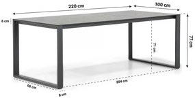 Dining Tuintafel rechthoekig HPL 220 x 100 cm Aluminium/HPL Grijs Santika Zaga