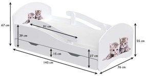 Peuter Wit grijs Eenpersoonsbed Oscar - Voor kinderen Kinderen Peuter Junior 5056231702416 Children's Beds Home, 140x70, Nee, Geen Children's Beds Hom