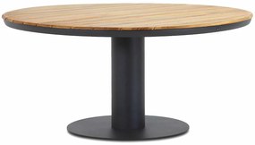 Dining Tuintafel rond 160 cm Aluminium/teak Grijs Salerno