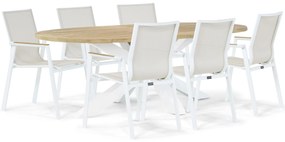 Tuinset 6 personen 240 cm Aluminium/textileen Wit Lifestyle Garden Furniture Fiora/Bradford