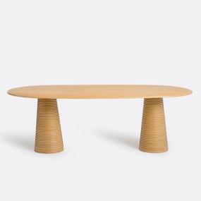 Ovale eettafel, eikenfineer, 6 tot 8 couverts, LIAM