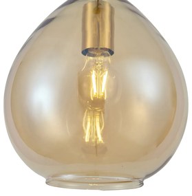 Moderne hanglamp goud met amber glas - Traditional