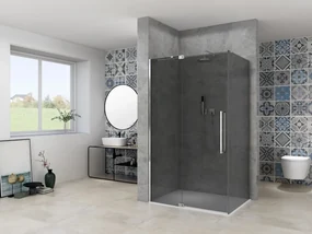 Van Rijn ST08 hoekcabine met draaideur rook glas 100x100cm chroom