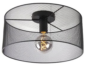Industriële plafondlamp zwart - Drum Mesh