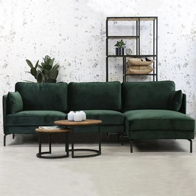Dimehouse | Hoekbank Peppin 3-zits velvet zithoogte 46 cmzitdiepte 59 cmhoogte 85 cmdikte groen zitbanken velvet banken | NADUVI outlet