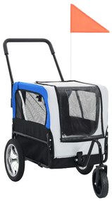 vidaXL Huisdierenfietskar 2-in-1 aanhanger en loopwagen grijs en blauw
