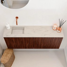 Mondiaz Joya DLux 100cm toiletmeubel ruby met wastafel faye links zonder kraangat opalo