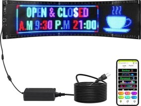 VEVOR programmeerbaar LED-bord, P5 full colour LED-scrollpaneel, DIY-displaybord, Bluetooth-appbediening, tekst, patronen, GIF's, berichtenopslagbord 83,5 x 20 cm