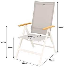 Hartman verstelbare tuinstoel Napoli - teak armleuning - wit