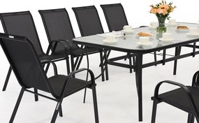 Modena metalen tuinmeubel voor 10 personen met grote tafel Garden Point zwart