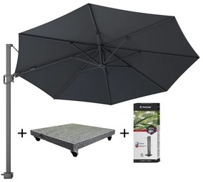 Bermuda zweefparasol 350cm rond antraciet Tropical Deal