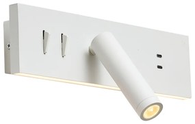 Wandlamp wit verstelbaar met USB-C incl. LED - Modric Modern Binnenverlichting Lamp