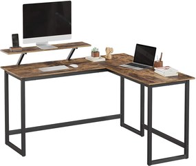 Nancy's Bureau - Bureaus - Hoekbureau - L-Vormig - Industrieel - Zwart/Bruin -  140 x 130 x 76cm