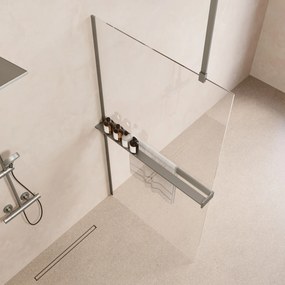 Saniclear Bright inloopdouche 80cm met handdoekhouder en helder glas RVS