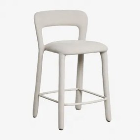 Hoge Kruk Met Gestoffeerde Rugleuning Brusel ↑65 Cm & Stof Gebroken Wit - Sklum