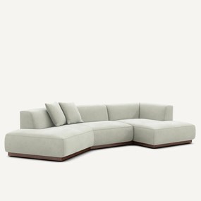 Rechte open hoekbank in stonewashed fluweel, JACOPO