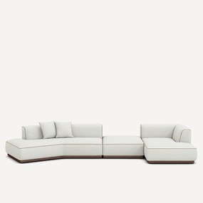 Open bank met hoek rechts met voetensteun in XL keperstof, JACOPO