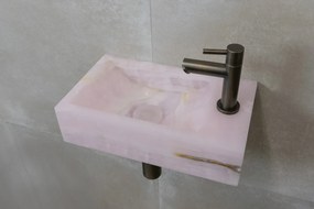 Saniclear Pink Onyx fonteinset met rechte kraan in verouderd messing