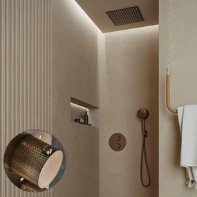Saniclear Cube Curved inbouw regendouche rond met inbouw douchekop 30x30cm en 2 standen handdouche verouderd messing