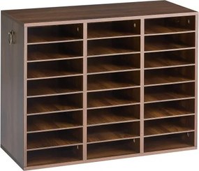 VEVOR Houten documentenbak/bureau-organizer met 24 vakken, bruin, opbergbak voor standaard A4-documenten, dossiers en papier, met verstelbare planken voor kantoor, thuis en in de klas, MDF