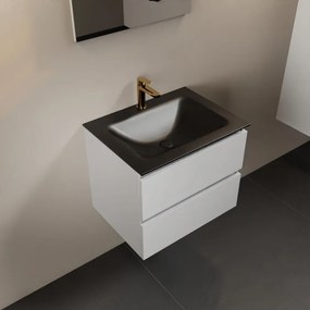 Mondiaz Aivy badmeubel 60cm talc met wastafel solid surface urban midden 1 kraangat en spiegel