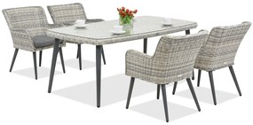 Exclusieve dining tuinset van kunststof rotan Córdoba voor 4 personen Garden Point wit