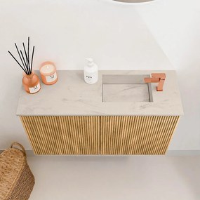 Mondiaz Joya DLux 70cm toiletmeubel oak met wastafel faye rechts 1 kraangat opalo