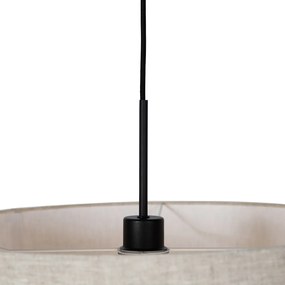 Stoffen Eettafel / Eetkamer Landelijke hanglamp zwart met beige kap 50 cm - Combi 1 Modern E27 rond Binnenverlichting Lamp