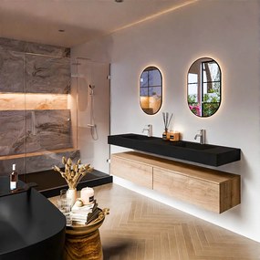 Zaro Alan badmeubel 180cm washed oak 2 lades met vrijhangende wastafel cloud dubbel 2 kraangaten urban