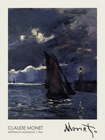 Kunstreproductie A Seascape, Shipping by Moonlight (1864), Claude Monet