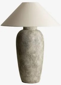 Selivan Tafellamp Van Linnen En Glasvezel Licht Taupe Grijs - Sklum