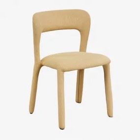 Pack Van 2 Gestoffeerde Eetkamerstoelen Brusel Stof Geel – Messing - Sklum