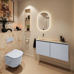 Mondiaz Ture DLux toiletmeubel 100cm clay met wastafel frappe links zonder kraangat