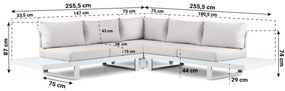 Hoek loungeset 5 personen Aluminium Wit  Lifestyle Garden Furniture Lorenzo