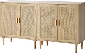 VEVOR Rotan kast Rotan ladekast 2-delige opbergkast met 4 magnetische deuren, dressoirkast met verstelbare planken, ideaal voor hal, entree, woonkamer of keuken