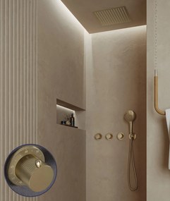 Saniclear Plus Stripes inbouw regendouche met inbouw douchekop 30x30cm en 2 standen handdouche geborsteld messing - mat goud