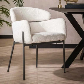 Design Eetkamerstoel Wit Boucle