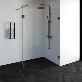 Brauer JC profielloze inloopdouche 140/30cm draaibaar koper