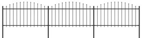 vidaXL Tuinhek met speren bovenkant (1,25-1,5)x5,1 m staal zwart