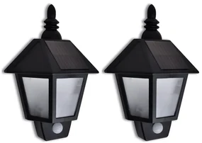 vidaXL Solar-wandlamp met bewegingsensor 2 st