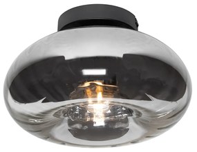 Art Deco plafondlamp zwart met smoke glas - Ayesha Art Deco E27 rond Binnenverlichting Lamp